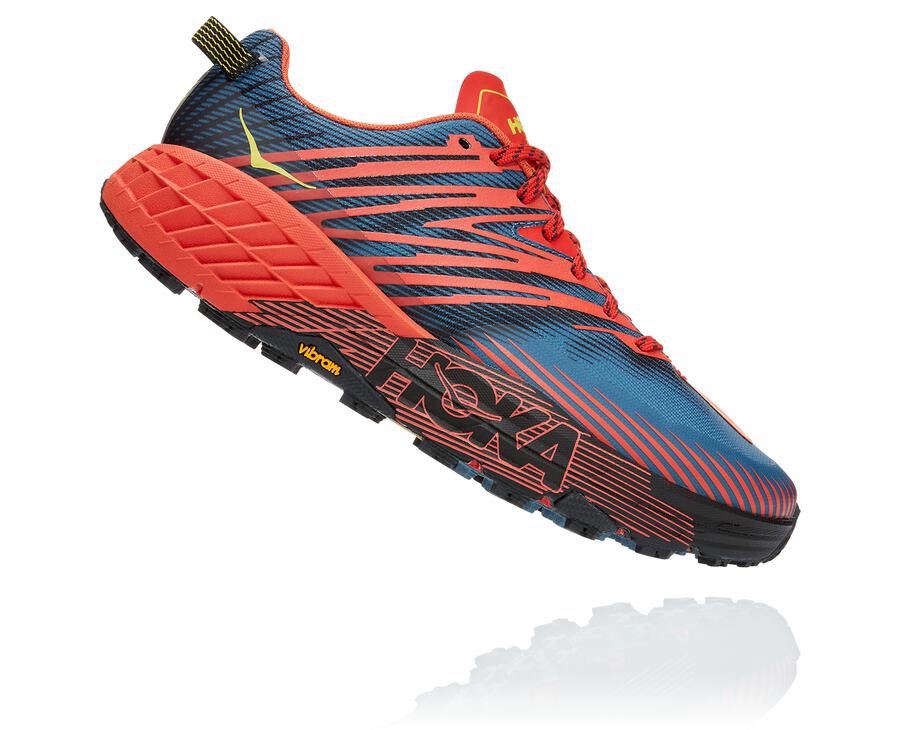 Hoka One One Speedgoat 4 Trailskor Herr - Röda - EHWFN-9462